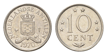 Нидерландские Антильские острова (Нидерландские Антилы) 10 центов 1970 Юлиана (1948-1980) KM 10 никель 4669-1262
