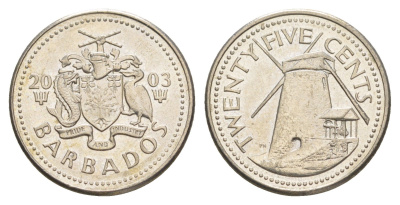 Барбадос 25 центов 2003 KM 13 медно-никель 4514-1143