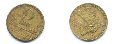 БРАЗИЛИЯ 2 КРУЗЕЙРО 1946 KM 559 алюминевая бронза 76-954