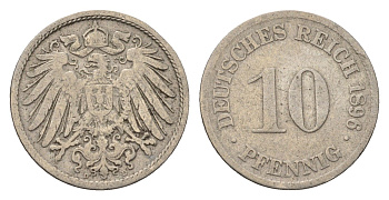 Германия 10 пфеннигов 1896 D KM 12, J. 13 медно-никель 4696-658