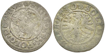 Польша, Восточная Пруссия 1 шиллинг (шеляг) 1530 Сигизмунд I Старый (1506-1548), вес 0,89 гр. серебро 1517-332