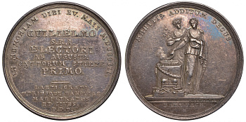 Германия медаль 1803 на получение Вильгельмом I титула курфюрста Гессенского Hoffmeister 2751, Schtz 2206.1 серебро UNC 00-805-12