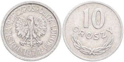 ПОЛЬША 10 ГРОШЕЙ 1973 MW KM АА47 алюминий 4528-218
