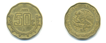 Мексика 50 сентаво 2005 KM 549 алюминиевая бронза 3999-933
