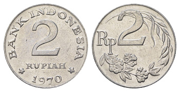 Индонезия 2 рупии 1970 KM 21 алюминий UNC 4624-953