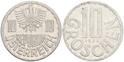 АВСТРИЯ 10 ГРОШЕЙ 1985 KM 2878 алюминий 192-168