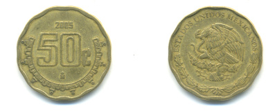 Мексика 50 сентаво 2005 KM 549 алюминиевая бронза 3999-933
