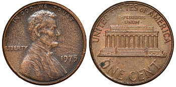 США 1 цент 1975 Линколь KM 201 медь цинк 4174-128