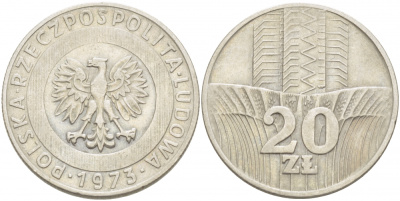 Польша 20 злотых 1973 монетный двор Кремница KM 67, Parchimowicz 245a медно-никель 4403-914