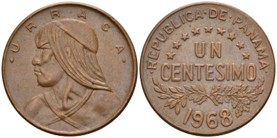 Панама 1 сентесимо 1968 Уррака KM 22 бронза 4596-465