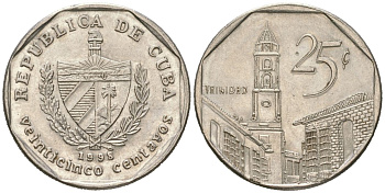 Куба 25 сентаво 1998 площадь в Тринидаде KM 577.2 сталь плакированная никелем aUNC 4395-317