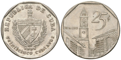 Куба 25 сентаво 1998 площадь в Тринидаде KM 577.2 сталь плакированная никелем aUNC 4395-317