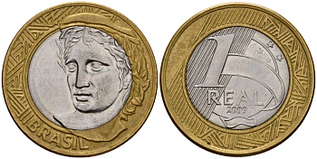 Бразилия 1 реал 2009 KM 652a биметалл 4155-131
