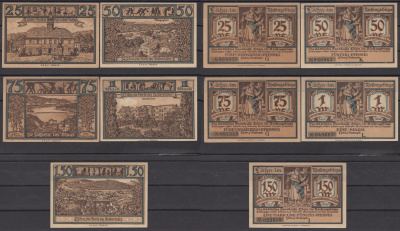 Лан полный набор из 5 нотгельдов (25, 50 и 75 пфеннигов; 1 и 1,5 марки) 1922 DeNG 2 756.3 бумага UNC (пресс) 7556-46-4-2