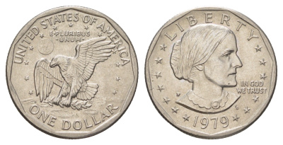 США 1 доллар 1979 P, Доллар Сьюзен Энтони KM 207 медь плакированный медно-никелем aUNC 4629-232