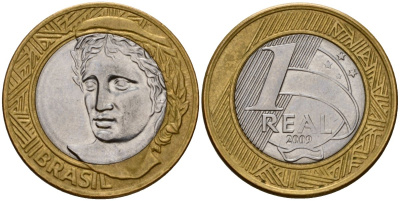 Бразилия 1 реал 2009 KM 652a биметалл 4155-131