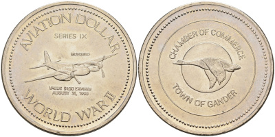 Канада, Гандер жетон 1990 1 авиационный доллар, Moscuito никель 4590-831