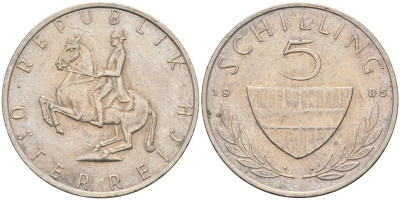 Австрия 5 шиллингов 1985 KM 2889a медно-никель 4116-1011