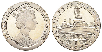 Гибралтар 1 крона 1993 Боевые корабли Второй мировой войны - USS Gleaves KM 122 медно-никель BU 11-182-33