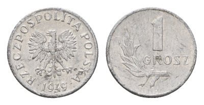 Польша 1 грош 1949 Y 39 алюминий 4702-447