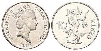 Соломоновы Острова 10 центов 2005 KM 27a сталь плакированная никелем UNC 4624-123