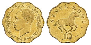 Танзания 10 центов 1981 KM 11 никель латунь UNC 4650-312