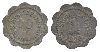 Щецин 10 пфеннигов 1920 Funck 522.5, Men18 30217.5 цинк 4643-1044