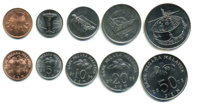 Малайзия лот из 5 монет 2005-2006 (1, 5, 10, 20, 50 сен) UNC M77-19
