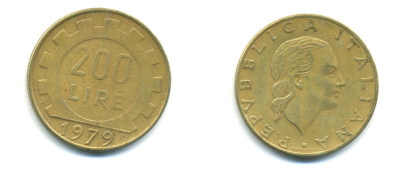 Италия 200 лир 1979 R, шестерня KM 105 алюминиевая бронза 80-1253