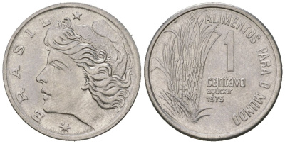 Бразилия 1 сентаво 1975 ФАО - Сахарный тростник KM 585 нержавеющая сталь UNC 4618-744