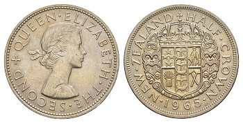 Новая Зеландия 1/2 кроны 1965 Елизавета II (1952-2022) KM 29.2 медно-никель aUNC 4645-635
