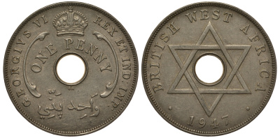 Британская Западная Африка 1 пенни 1947 Георг VI (1937-1952) KM 19 медно-никель 1523-243