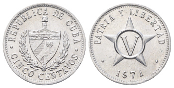 Куба 5 сентаво 1971 KM 34 алюминий UNC 4697-1147