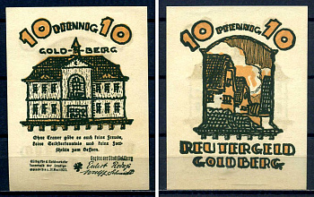 Гольдберг (Мекленбург-Шверин) 10 пфеннигов 1922 бумага aUNC 7556-16-4-2