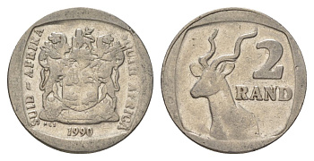 ЮАР 2 ранда 1990 KM 139 медь плакированная никелем 4626-1056