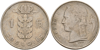 Бельгия 1 франк 1956 Belgie KM 143.1 медно-никель    4187-127