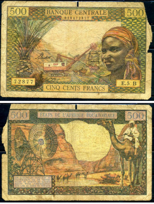 Экваториальная Африка 500 франков 1963 Габон Pick 4f бумага 8588-73-3-1