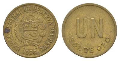 Перу 1 соль 1976 KM 266.1 латунь 4649-746