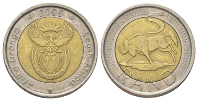 ЮАР 5 рандов 2005 KM 297 биметалл 4626-842