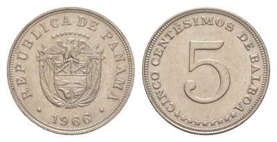 Панама 5 сентесимо 1966 KM 23.2 медно-никель 4643-1267