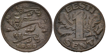 Эстония 1 цент 1929 Республика (1918-1941) KM 10 бронза 4575-113