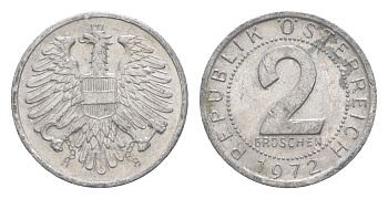 Австрия 2 гроша 1972 KM 2876 алюминий 4564-728