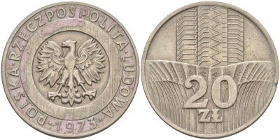 Польша 20 злотых 1973 монетный двор Кремница KM 67, Parchimowicz 245a медно-никель 4111-941
