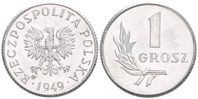 ПОЛЬША 1 ГРОШ 1949 MW KM 39 алюминий 4528-813