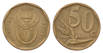 ЮАР 50 центов 2006 Зантедеския Эллиота (калла), герб, год-тип KM 489 сталь плакированная бронзой 4694-969