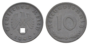 Германия 10 рейхспфеннигов 1940 D KM 101, J. 371 цинк 4647-827
