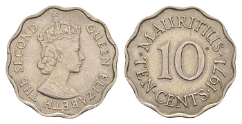 Маврикий 10 центов 1971 KM 33 медно-никель 4652-833