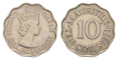 Маврикий 10 центов 1971 KM 33 медно-никель 4652-833