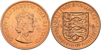 Джерси 1/12 шиллинга 1964 Елизавета II (1952-2022) KM 21 бронза aUNC 4367-243
