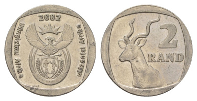 ЮАР 2 ранда 2002 KM 273 медь плакированная никелем 4626-1226